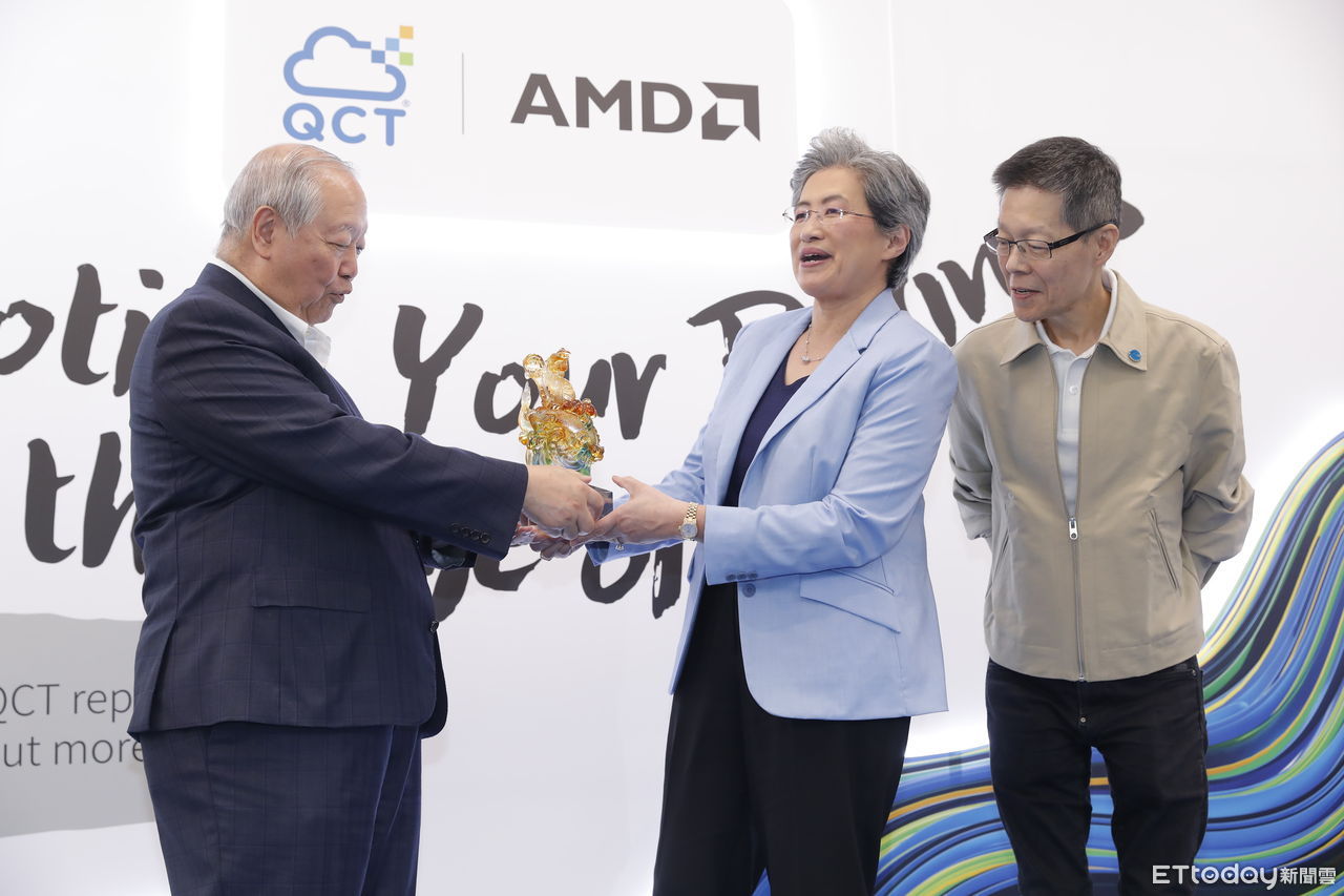 ▲超微（AMD）總裁蘇姿丰、廣達副董事長梁次震、雲達總經理楊麒令。（圖／記者湯興漢攝）